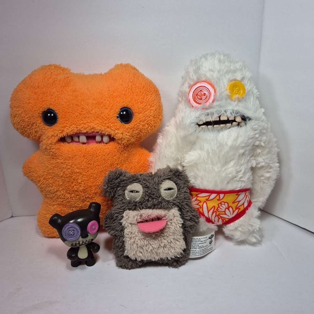 Fuggler Plush Bundle Spin Master Orange Gap Tooth McGoo Budgie Keychain Figure